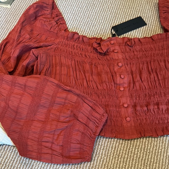 2 NWT GIANNI BINI ruched elastic fall crop tops size L/XL - Picture 9 of 11